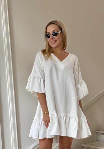 Frill White Dress - obrazek 3